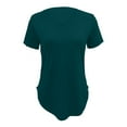 thumbnail image 4 of Dyfzdhu V Neck T Shirts for Women Short Sleeve Loose Fit Summer Tops Basic Tee Casual Plain Tshirt S-5XL Dark Green, 4 of 4