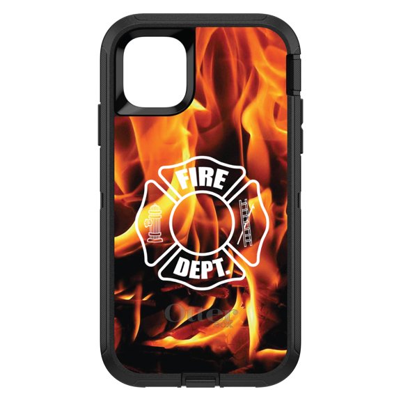 DistinctInk OtterBox Defender Custom Case for Apple iPhone 15 (6.1" Screen) - Show Your Support for First Responders - Lightweight Grip