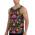 thumbnail image 2 of Xecao Colorful Floral Embroidery Mexican Men's Tank Top Workout Quick Dry Sleeveless Gym Jogging Muscle Shirts Summer Swim Beach Tops, 2 of 9