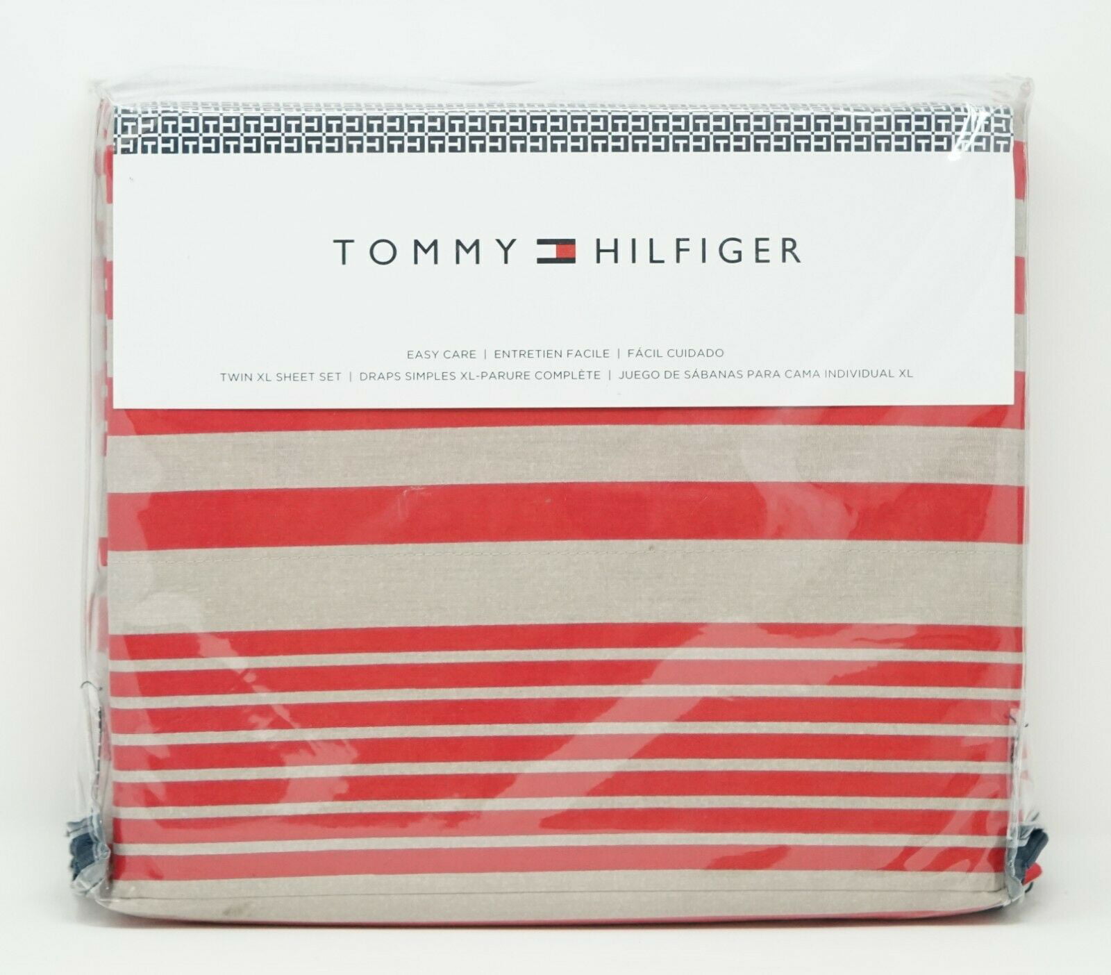 Tommy Hilfiger Seaport Cotton Blend 3-Pc. Striped Sheet Set - TWIN - Cherry Walmart.com