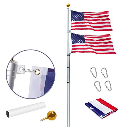 Wevalor 20ft Telescoping Flag Pole Kit Heavy Duty 16 Gauge Aluminum Outdoor in for sale online 