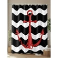thumbnail image 4 of Red Nautical Shower Curtain, Anchor Navy Blue Wavy Stripes Waterproof Shower Curtain Set with 12 Hooks Lightweight Washable Fabric Shower Curtains for Bathroom 72x72 Inches, 4 of 6