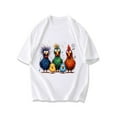 thumbnail image 3 of Crewneck T Shirt Black Colorful Chicken Family Music Notes Print Casual Wear For Men Women Unisex Streetwear Fashion Summer Outfit, 3 of 4
