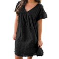 thumbnail image 1 of Felwors Robe Manches Courtes Mini Taille Sexy Robe Décontractée Cou Haut Fluide Femmes Robe de Femmes, 1 of 7