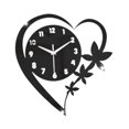thumbnail image 3 of Reloj de pared con forma de corazón y flores, elegante, minimalista, versátil y sencillo, para decorar la pared. Negro, 3 of 9
