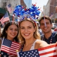 thumbnail image 4 of 4th of July Headbands Patriotic Head Boppers, Red White Blue Sequin Independence Day Hairband, Memorial Day Hair Patriotic Themed Party Headwear for Women Men Kids, 4 of 6