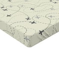 thumbnail image 2 of Ambesonne Airplane Print Fitted Sheet, Minimal Silhouettes, Queen Size, Cream Grey, 2 of 3