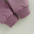 thumbnail image 5 of Bysome Toddler Girls Outfit Set Daddys Baby Fall Winter Outfit Sweatshirt Pants Jumper Sweatpants Suit Long Sleeve Crew Neck Cute Print Girl 2 Pieces Clothes Set Purple Size 18-24 Months, 5 of 7
