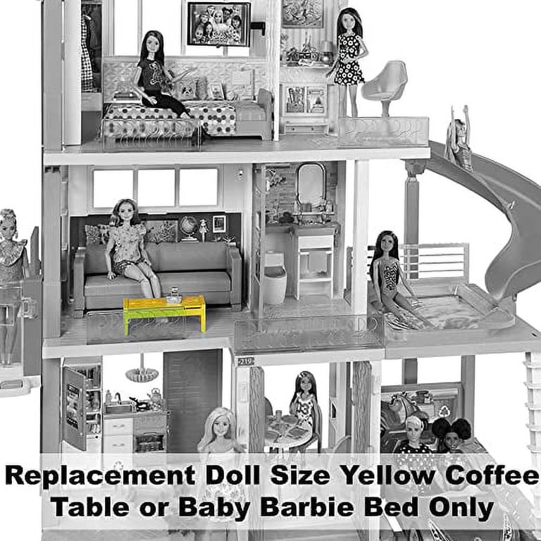 Barbie Baby Bed Dollhouse Accessories, Plastic Yellow, Bag