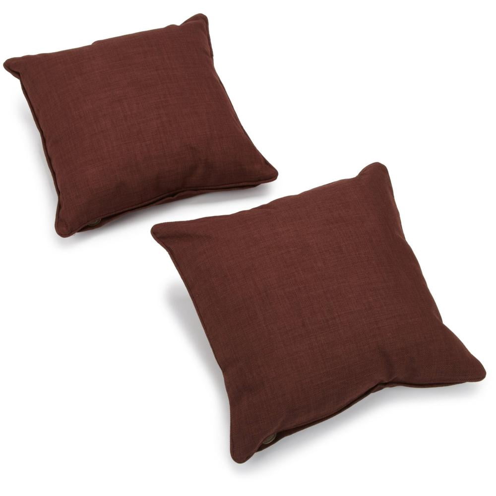 Blazing Needles 18-inch Double-corded Solid Outdoor Spun Polyester Square Throw Pillows with Inserts (Set of 2), Cocoa