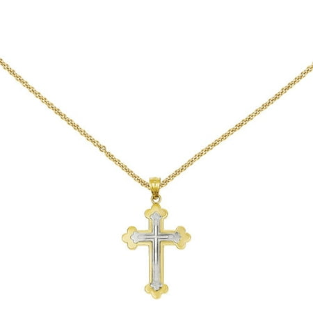 14kt Two-Tone Budded Cross Pendant