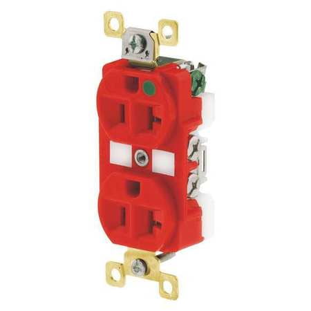 Flush Outlet - BRYANT Receptacle,Duplex Outlet,Flush Mount,20A BRY8300RED