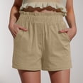 thumbnail image 2 of Summer Clearance 2025! Womens Plus Size Pants,Women's Summer Cotton And Linen Solid Color Ruffled Loose Button Shorts With Pockets, 2 of 5