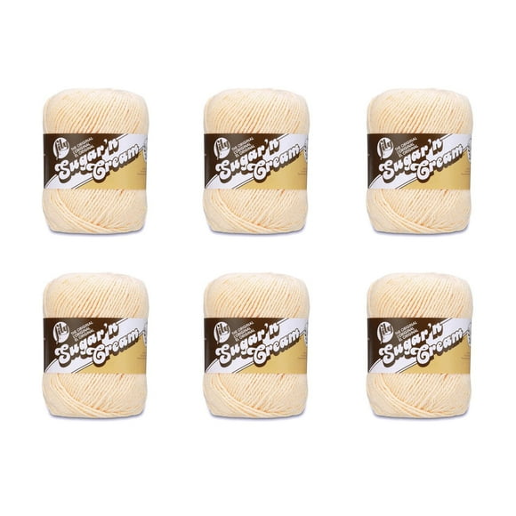 Lily Sugar'N Cream Super Size Cream Yarn - 6 Pack of 113g/4oz - Cotton - 4 Medium (Worsted) - 200 Yards - Knitting/Crochet