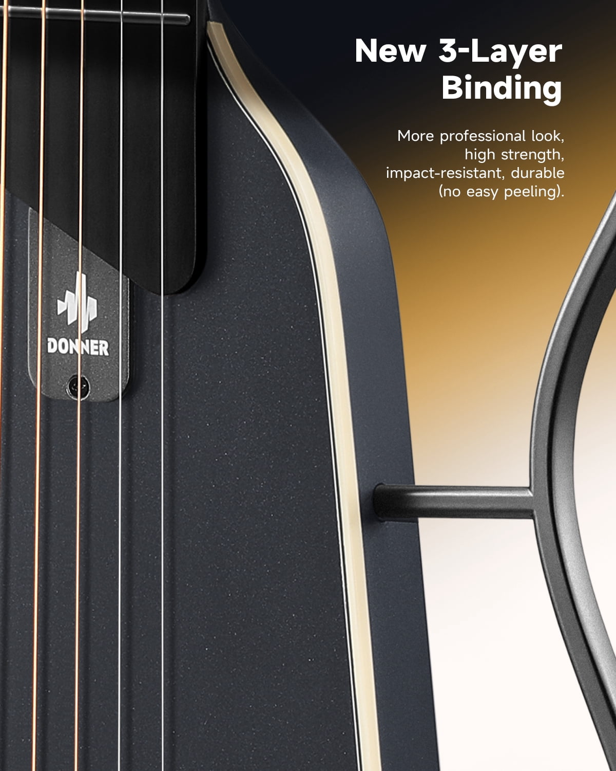 Donner HUSH-I EVO2 Acoustic Electric Travel Guitar – Portable Headless Quiet Practice Guitar, Ultra-Light, Mahogany Body with Built-in Tuner, Detachable Stands & Headphone Jack - Black