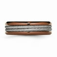 thumbnail image 4 of Stainless Steel Ridged Edge Brown IP-plated With Cable 7mm Band Size: 7; for Adults and Teens; for Women and Men, 4 of 7