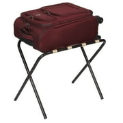 Household Essentials Luggage Rack, Black Frame with Khaki Straps