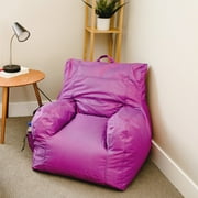 Big Joe Dorm Bean Bag Chair with Drink Holder and Pocket for Teens and Kids, Radiant Orchid, Durable Easy-Clean Polyester Nylon Blend, 3 foot Gaming and Reading Nook Seat, Refillable