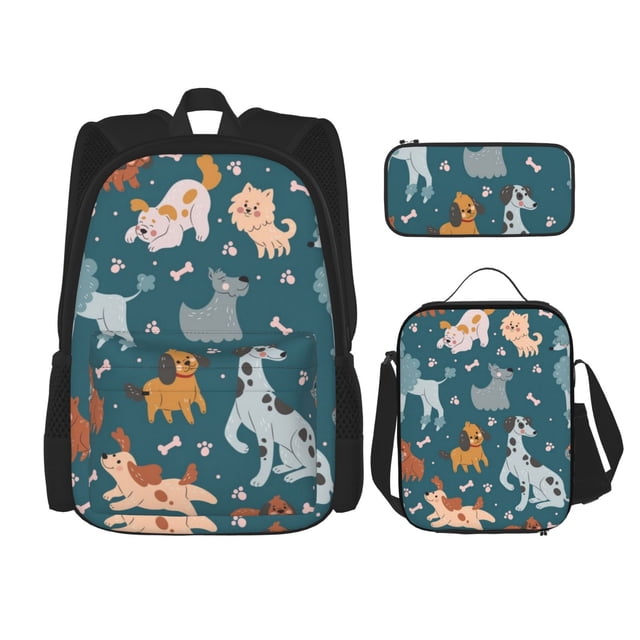 Balery Dogs Mochila escolar 3 en 1 para niños: mochila resistente con lonchera térmica y estuche para lápices. Mochila escolar para niños y niñas.