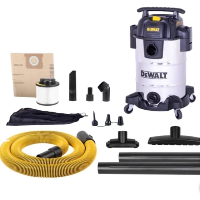 Dewalt Aspirateur Eau et Poussière en Acier Inoxydable Pro 8 Gallons/30 L