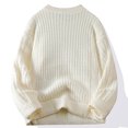 thumbnail image 4 of Wancir Men's Cable Knit Vintage Chunky Sweater Loose Casual Knitted Sweater Unisex Woven Crewneck Knitted Top, 4 of 5