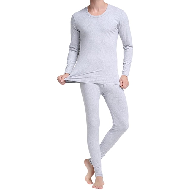 Sonducket Ropa interior térmica para hombre, ropa interior elástica de manga larga con cuello para invierno, ropa interior para Camisetas Gris XL