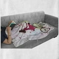 thumbnail image 6 of Feminine Soft Flannel Fleece Throw Blanket, Girl on Bike Passing by Cherry Trees Blooms Spring Nature Seasonal Illustration, Cozy Plush for Indoor and Outdoor Use, 60" x 80", Green Pink, by Ambesonne, 6 of 6