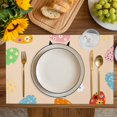 thumbnail image 4 of Spring Easter Placemats Set of 6, Bunny Colorful Eggs Floral Beige Placemats for Dining Table, Place Mats for Kitchen Tabletop, Waterproof Wipeable Dining Table Mats Set, 4 of 9