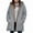 Gray, variant on Women's Trendy Zipper Thicken Wool Hooded Solid Colored Long Sleeved Warm Liner Loose Fitting Ladies Winter Fleece Lambskin Jacket Coat