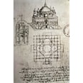 thumbnail image 2 of Da Vinci, Leonardo 23x32 White Modern Wood Framed Museum Art Print Titled - Sketch of a Square Church with Central Dome and Minaret, 2 of 4