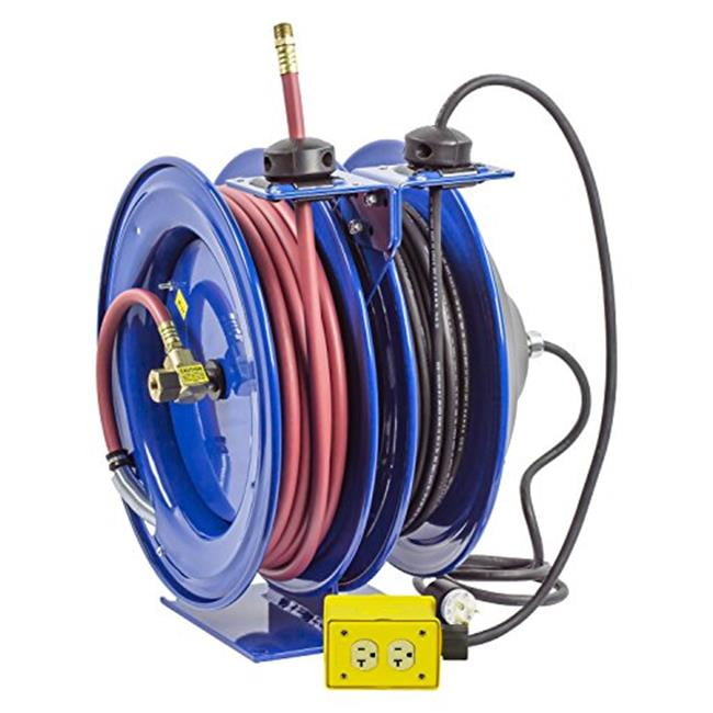 Coxreels 170CL3505012B 0.37 in. x 50 ft. Combo Air & Electric Hose Reel with Quad Outlet