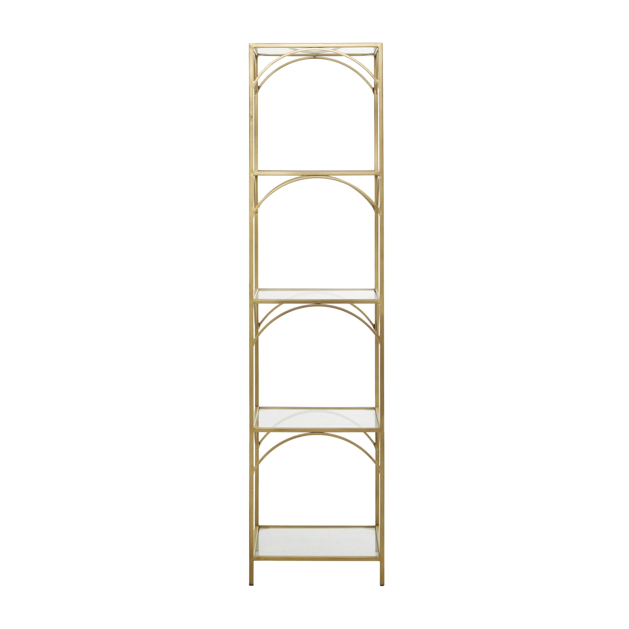DecMode 14" x 56" Gold Metal 5-Tier Shelving Unit, 1-Piece