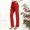 #Red, variant on DPTALR Women's Solid Color Elastic Waist Straight-Leg Button Casual Work Office Yoga Pants,Red,Size XL