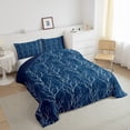 thumbnail image 4 of Feelyou Fashion Branches Plant Bedding Comforter Set for Teen, Navy Leaf Botabical Twin Comforter Sets, Stripes Abstract Reversible Bedding Set, Super Cozy Room Decor, 2-Piece, 4 of 9