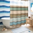 thumbnail image 5 of No Hook Shower Curtain, Green Blue Brown Farmhouse Shower Curtains for Bathroom with See Through Top Window, Vintage Wood Waterproof & Washable Bath Curtain Extra Long 72"x84", 5 of 9