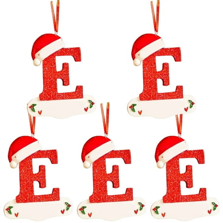 

Christmas Little Red Hat Letter Pendant DIY Writable Name 26 Letter Pendant 5PCS