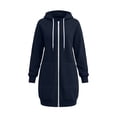 thumbnail image 6 of Long Full Zip Up Hoodie for Women with Pocket Oversized Sweatshirt Coat | Womens Plus Size Zipper Jacket Athletic Sweatshirts Soft Comfy Hoodies Fall Winter 2026 Clothing, Navy, XL, 6 of 6