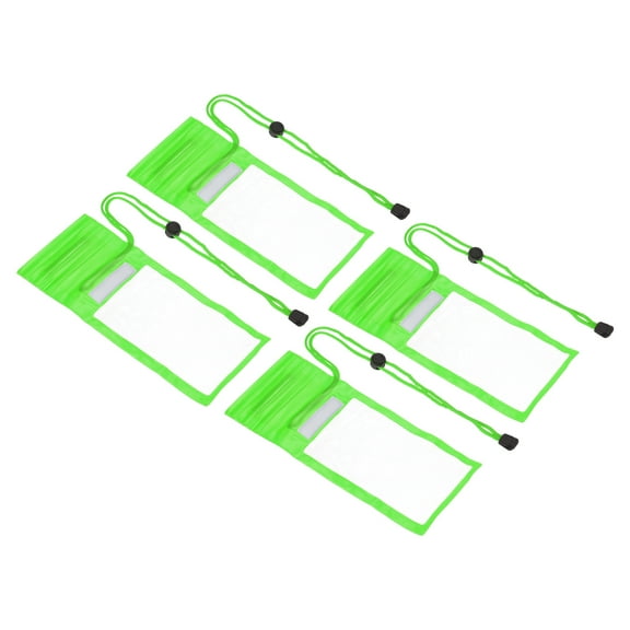 Unique Bargains Lanyard Waterproof Phone Pouch Universal Clear Cellphone Dry Bag Green 4 Pack