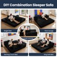 thumbnail image 6 of Vcatnet 81"x76" Convertible Sleeper Sofa Bed Cloud Corduroy Couch Floor Sofa Foldable Lounge Couch for Living Room, Bedroom, Black, 6 of 12
