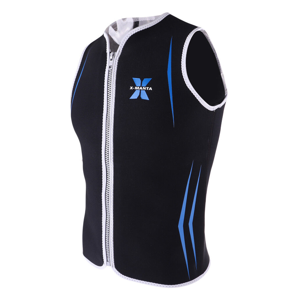 Men's 3Mm Rash Vest Front Zipper Sleeveless Wetsuit Vest Scuba Diving