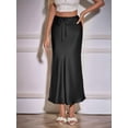 thumbnail image 6 of Skirt for Women Elegant High Waisted A Line Satin Skirts Midi Bodycon Skirt Black S, 6 of 10