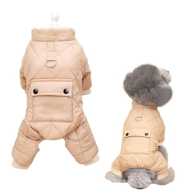 Chaqueta para perros para invierno, traje de nieve cálido de cuerpo entero para perros, abrigos para perros para clima frío, ropa para perros para exteriores a prueba de viento (marrón) L