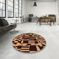 thumbnail image 4 of Ahgly Company Machine Washable Indoor Round Abstract Night Red Area Rugs, 4' Round, 4 of 7