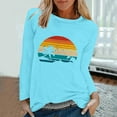 thumbnail image 2 of Pompotops Mode Femmes Printemps Imprimé Manches Longues Col Rond Casual Tee Tops Dégagement, 2 of 5
