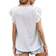 thumbnail image 7 of Mittory Womens Summer Short Sleeve Lace Hollow Out Crochet Blouses Flowy Babydoll Dressy Casual Work Tops, 7 of 7
