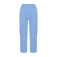 thumbnail image 4 of ITSAME Boys Cargo Pants, Elastic Waist Straight Leg Multi-Pocket Kids Loose Casual Full Length Pants Light Blue Size 9-10, 4 of 6