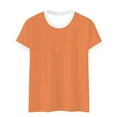 thumbnail image 4 of Orange Tshirts for Women's Spring Round Neck Color Blocked Loose Casual Short Sleeve T Shirt Womens Shirts, 4 of 4