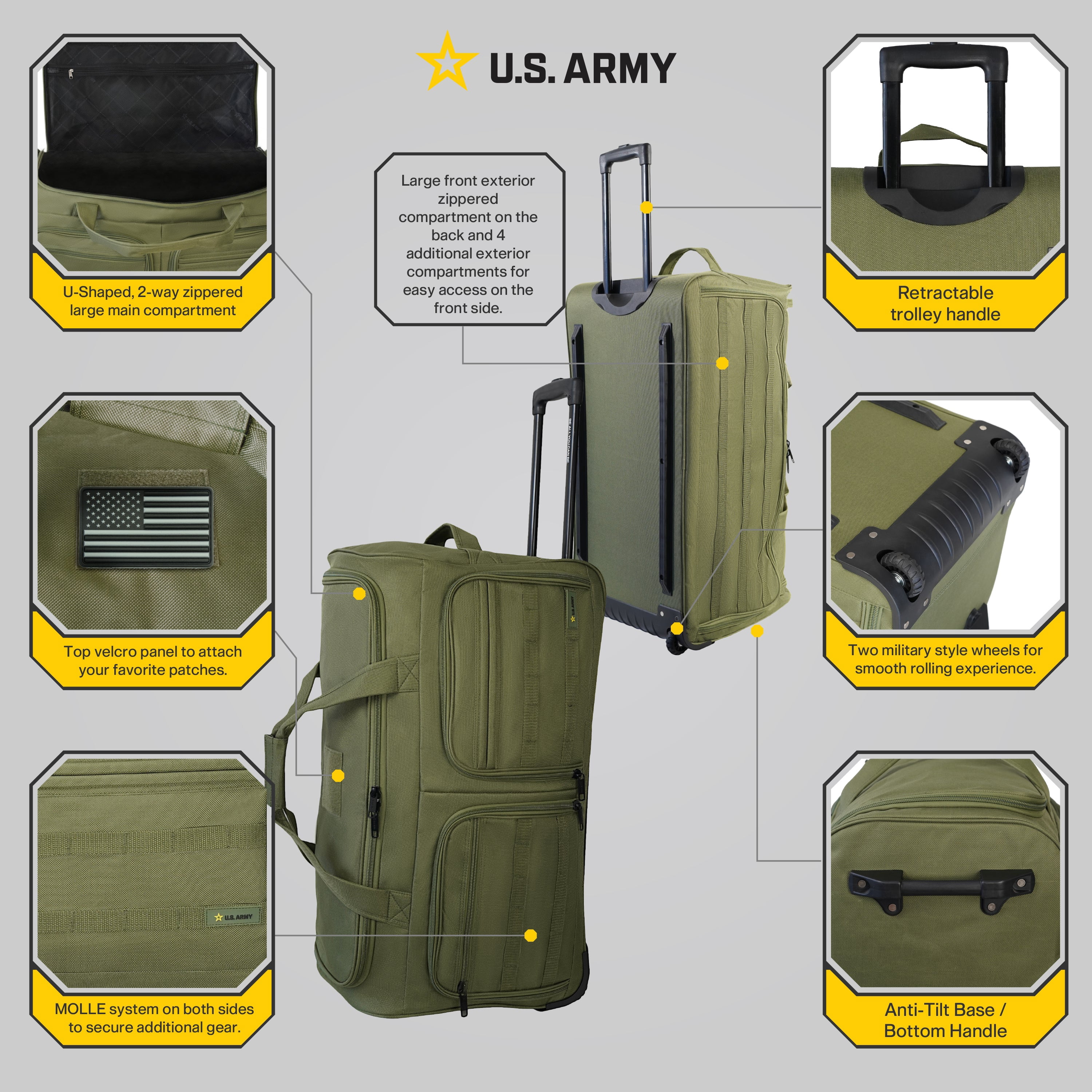 US ARMY ROMEO 31-inch Tactical Rolling Duffel Green