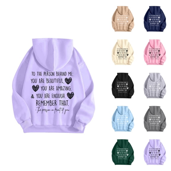 Dear Person Behind Me Hoodies for Women 2026 Long Sleeve Casual You Are Enough Graphic Sweatshirt with Pockets Pullover Top