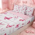 thumbnail image 3 of Erosebridal Pink Watercolor Butterfly Zipper Full Size Comforter Sets with Fitted Sheet and 2 Pillowcases for Girls, Lavender Floral Zipper Bedding Set, Pink Reversible, 4-Piece, 3 of 7
